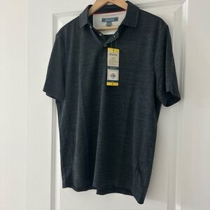 Seapointe Black Short-Sleeve Polo Shirt with a Subtle Palm Print Small NWT